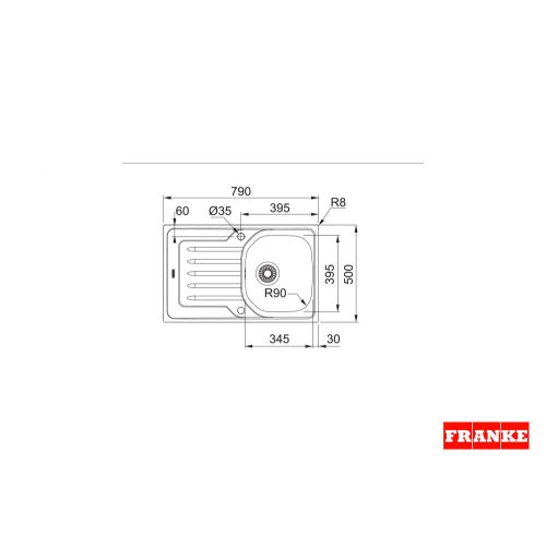 ΝΕΡΟΧΥΤΗΣ ΕΝΘΕΤΟΣ FRANKE New Value OLX 611-79 Inox Λείος 79x50 cm