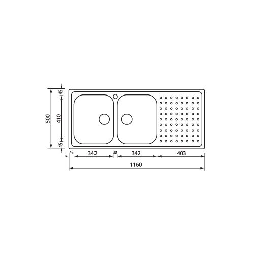 Νεροχύτης (116χ50) SANITEC CODE 11107 - Σατινέ 