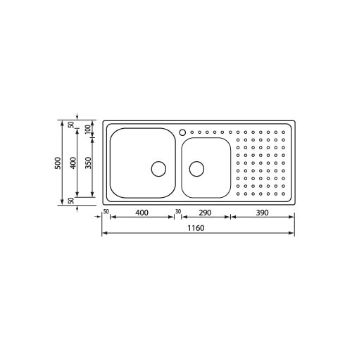 Νεροχύτης (116χ50) SANITEC CODE 11117 - Σατινέ 
