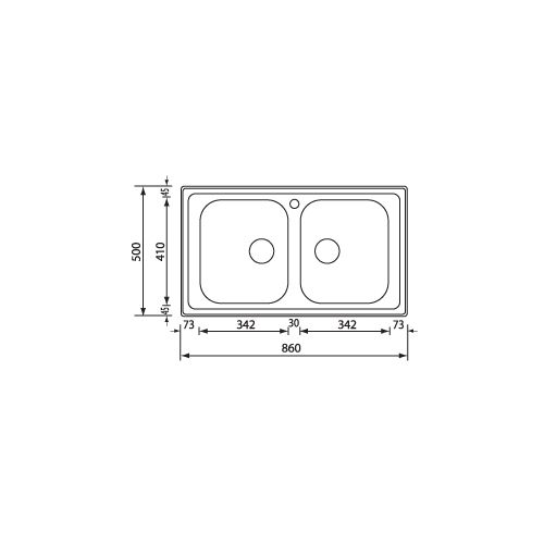 Νεροχύτης (86χ50) SANITEC CODE 11424 - Σατινέ 