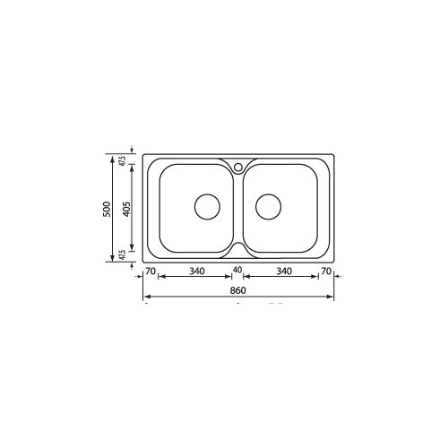 ΝΕΡΟΧΥΤΗΣ ΕΝΘΕΤΟΣ SANITEC Atlantic CODE 10544 (86x50 2V)  Inox - Σατινέ  86x50 cm 