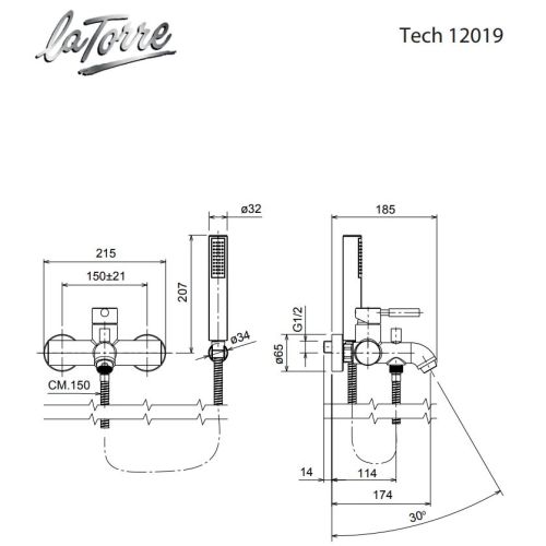 ΜΠΑΤΑΡΙΑ ΛΟΥΤΡΟΥ ΠΛΗΡΕΣ ΣΕΤ La Torre NEW TECH 12019 Inox