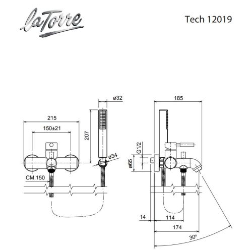 ΜΠΑΤΑΡΙΑ ΛΟΥΤΡΟΥ ΠΛΗΡΗΣ ΣΕΤ La Torre NEW TECH 12019 Chrome