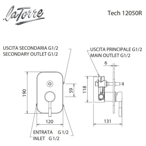 ΜΙΚΤΗΣ ΕΝΤΟΙΧΙΣΜΟΥ ΔΥΟ ΕΞΟΔΩΝ La Torre NEW TECH 12050R Chrome