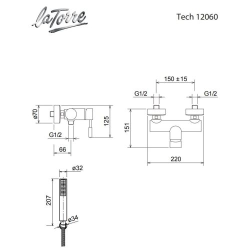 ΜΠΑΤΑΡΙΑ ΝΤΟΥΖΙΕΡΑΣ ΠΛΗΡΕΣ ΣΕΤ La Torre NEW TECH 12060 White Matt