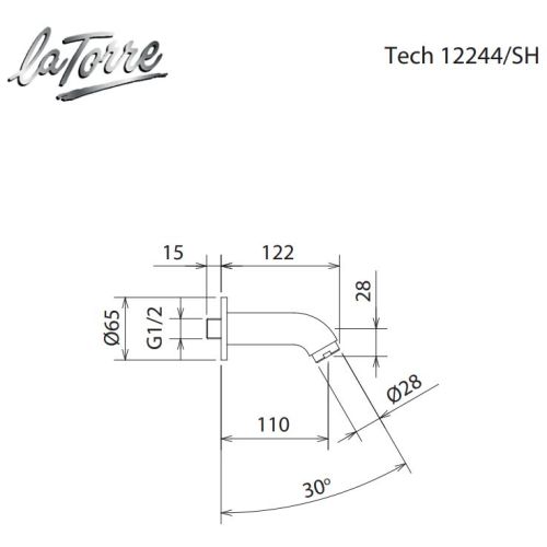 ΣΤΟΜΙΟ ΠΛΗΡΩΣΗΣ ΜΠΑΝΙΕΡΑΣ La Torre Tech 12144/SH Χρώμιο