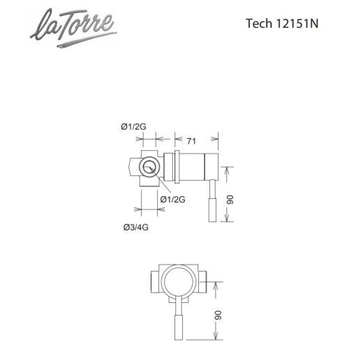 ΕΚΤΡΟΠΕΑΣ ΕΝΤΟΙΧΙΣΜΟΥ ΤΡΙΩΝ ΕΞΟΔΩΝ La Torre NEW TECH 12151N Bronze Brushed