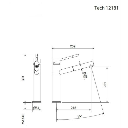 ΜΠΑΤΑΡΙΑ ΝΕΡΟΧΥΤΗ ΚΟΥΖΙΝΑΣ ΜΕ ΝΤΟΥΣ La Torre TECH 12181-100 ΧΡΩΜΙΟ