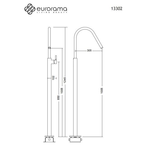 ΜΠΑΤΑΡΙΑ ΝΙΠΤΗΡΑ ΕΠΙΔΑΠΕΔΙΑ  EURORAMA 13302-100 Chrome  h 124,5 cm