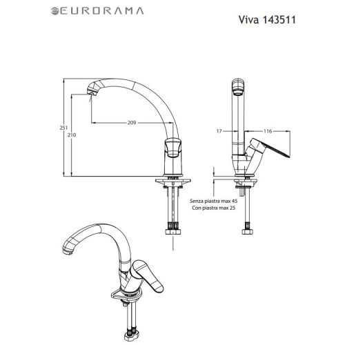 ΜΠΑΤΑΡΙΑ ΚΟΥΖΙΝΑΣ EURORAMA VIVA 143511 Chrome