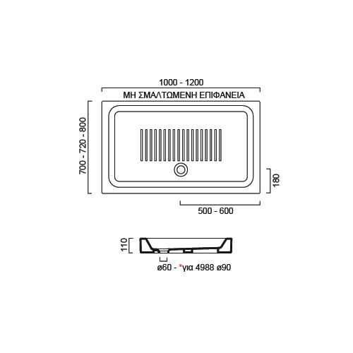 Ντουζιέρα πορσελάνης GSI basic ορθογώνια  100x80