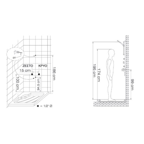 Στήλη ντούζ/υδρομασάζ Hydra