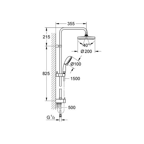 ΣΤΗΛΗ ΝΤΟΥΣ GROHE New Tempesta Rustic System 200 - 27399