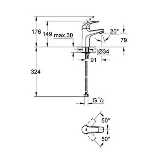 ΜΠΑΤΑΡΙΑ ΝΙΠΤΗΡΑ  GROHE BauCurve  32805