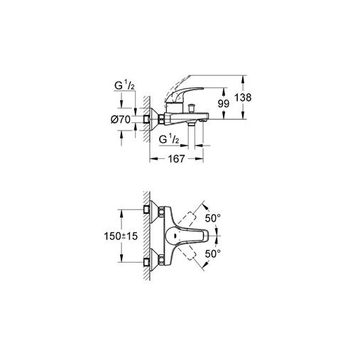 ΜΠΑΤΑΡΙΑ  ΛΟΥΤΡΟΥ  GROHE  BauCurve  32806