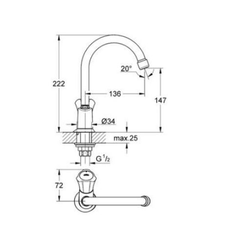 ΜΠΑΤΑΡΙΑ ΝΙΠΤΗΡΑ GROHE COSTA L 20393 