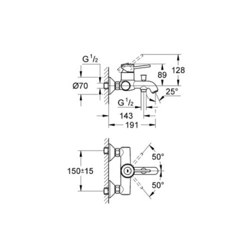 ΜΠΑΤΑΡΙΑ ΛΟΥΤΡΟΥ GROHE BauClassic 32865