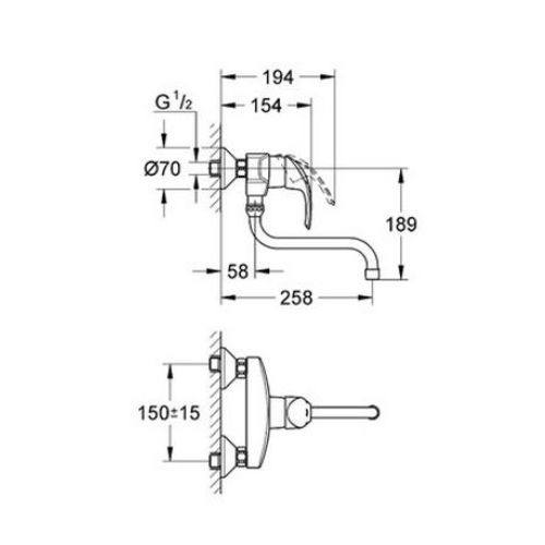 ΜΠΑΤΑΡΙΑ ΚΟΥΖΙΝΑΣ ΤΟΙΧΟΥ GROHE EUROSMART 32224 