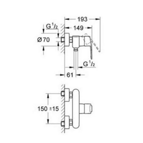  ΜΠΑΤΑΡΙΑ ΝΤΟΥΖΙΕΡΑΣ GROHE EUROSTYLE COSMOPOLITAN 33590