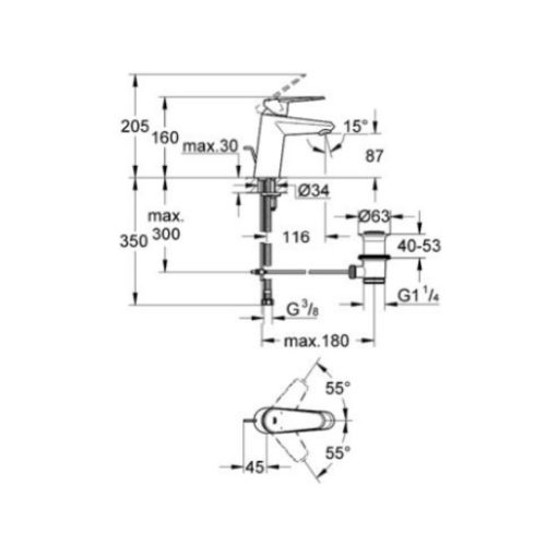  ΜΠΑΤΑΡΙΑ ΝΙΠΤΗΡΑ GROHE EURODISC COSMOPOLITAN 33190