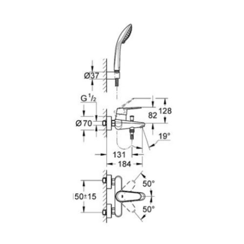  ΜΠΑΤΑΡΙΑ ΛΟΥΤΡΟΥ GROHE EURODISC 33395