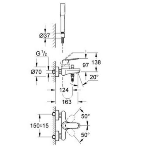 ΜΠΑΤΑΡΙΑ ΛΟΥΤΡΟΥ GROHE EUROSMART COSMOPOLITAN 32832 
