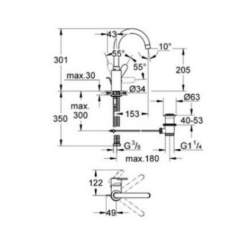 ΜΠΑΤΑΡΙΑ ΝΙΠΤΗΡΑ GROHE EUROSTYLE COSMOPOLITAN 23043 
