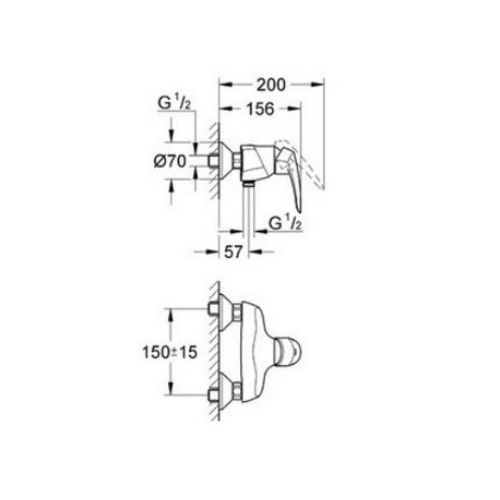 ΜΠΑΤΑΡΙΑ ΝΤΟΥΖΙΕΡΑΣ GROHE EURODISC COSMOPOLITAN 33569 
