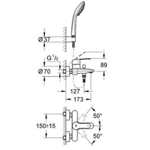 ΜΠΑΤΑΡΙΑ ΛΟΥΤΡΟΥ GROHE EUROSTYLE COSMOPOLITAN 33592 