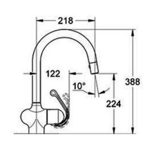  ΜΠΑΤΑΡΙΑ ΚΟΥΖΙΝΑΣ ME GROHE ΝΤΟΥΣ ZEDRA CLASSIC 33708