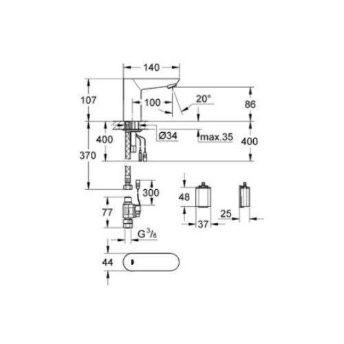  ΜΠΑΤΑΡΙΑ ΝΙΠΤΗΡΟΣ 230V GROHE EUROECO COSMO 36269