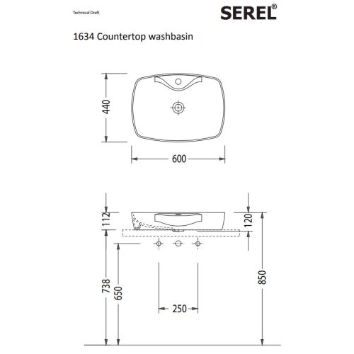 ΝΙΠΤΗΡΑΣ ΕΠΙΤΡΑΠΕΖΙΟΣ SEREL Color 1634-400 Black Bright 60 x 44 cm