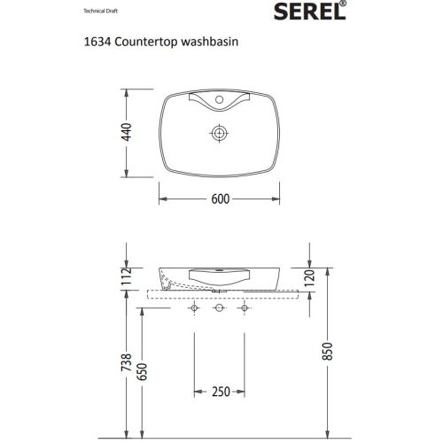 ΝΙΠΤΗΡΑΣ ΕΠΙΤΡΑΠΕΖΙΟΣ SEREL 1634-300 White 60 x 44 cm