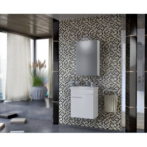 ΕΠΙΠΛΟ ΜΠΑΝΙΟΥ SET Drop STATUS 45 White ΜΕ ΚΑΘΡΕΠΤΗ ΕΡΜΑΡΙΟ ΚΑΙ ΦΩΤΙΣΤΙΚΟ