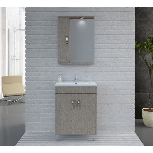 ΕΠΙΠΛΟ ΜΠΑΝΙΟΥ SET Drop MILITOS 60 Brown 2 ΚΑΘΡΕΠΤΗ ΜΕ ΕΡΜΑΡΙΟ