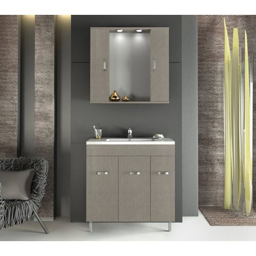 ΕΠΙΠΛΟ ΜΠΑΝΙΟΥ SET Drop MILITOS 80 Brown 2 ΚΑΘΡΕΠΤΗΣ ΜΕ ΔΥΟ ΕΡΜΑΡΙΑ 80cm