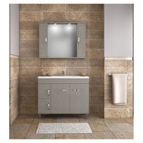 ΕΠΙΠΛΟ ΜΠΑΝΙΟΥ SET Drop MILITOS 100 Brown 2 ΚΑΘΡΕΠΤΗΣ ΜΕ ΔΥΟ ΕΡΜΑΡΙΑ 100cm