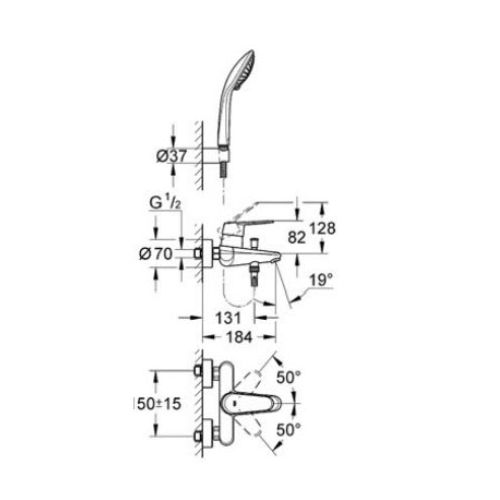 ΜΠΑΤΑΡΙΑ ΛΟΥΤΡΟΥ GROHE EURODISC COSMOPOLITAN 33395 