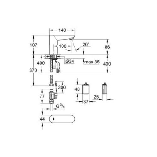 ΜΠΑΤΑΡΙΑ ΝΙΠΤΗΡΟΣ 230V GROHE EUROECO COSMO 36269