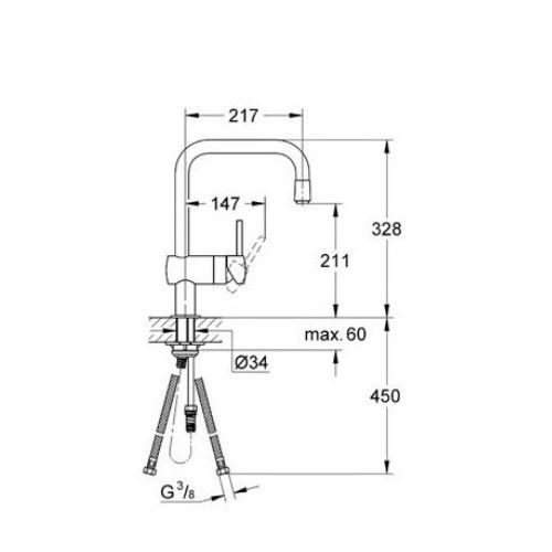 ΜΠΑΤΑΡΙΑ ΚΟΥΖΙΝΑΣ ΜΕ ΝΤΟΥΣ GROHE MINTA U 32067 