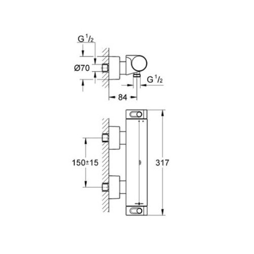 ΜΠΑΤΑΡΙΑ ΝΤΟΥΖΙΕΡΑΣ ΘΕΡΜΟΣΤΑΤΙΚΗ GROHE GROHTHERM 2000 NEW 34169 001 