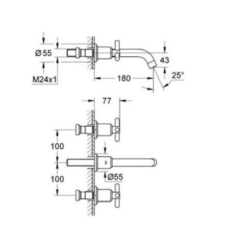  ΜΠΑΤΑΡΙΑ ΝΙΠΤΗΡΑ ΕΝΤΟΙΧΙΣΜΟΥ GROHE ATRIO CLASSIC YPSILON 20164