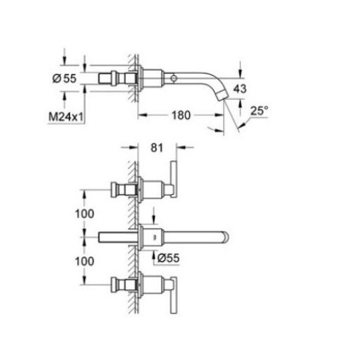 ΜΠΑΤΑΡΙΑ ΝΙΠΤΗΡΑ ΕΝΤΟΙΧΙΣΜΟΥ GROHE ATRIO CLASSIC JOTA 20169 