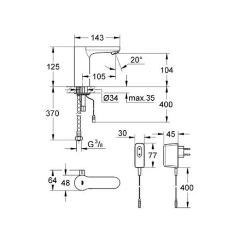  ΜΠΑΤΑΡΙΑ ΝΙΠΤΗΡΟΣ ΗΛΕΚΤΡΟΝΙΚΗ ΑΝΑΜΕΙΚΤΙΚΗ 230V GROHE EUROSMART COSMO E 36325