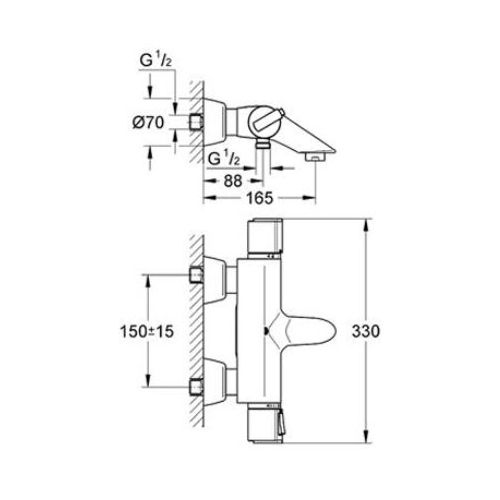 ΜΠΑΤΑΡΙΑ ΛΟΥΤΡΟΥ ΘΕΡΜΟΣΤΑΤΙΚΗ GROHE GROHTHERM 2000 34174 