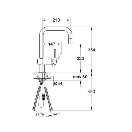 ΜΠΑΤΑΡΙΑ ΚΟΥΖΙΝΑΣ ΜΕ ΝΤΟΥΣ GROHE MINTA U+ 32322 