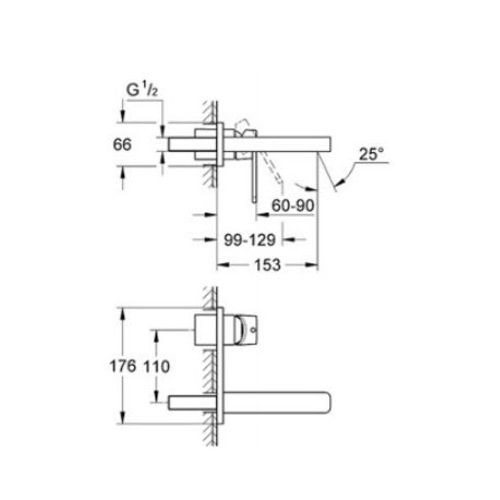  ΜΠΑΤΑΡΙΑ ΝΙΠΤΗΡΑ ΕΝΤΟΙΧΙΣΜΟΥ GROHE QUADRA 19479