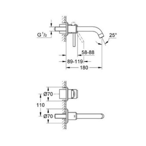 ΜΠΑΤΑΡΙΑ ΝΙΠΤΗΡΑ ΕΝΤΟΙΧΙΣΜΟΥ GROHE ATRIO ONE 19287 