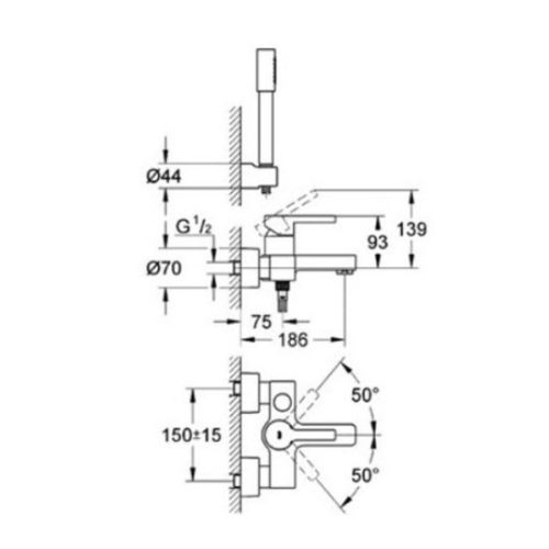 ΜΠΑΤΑΡΙΑ ΜΠΑΝΙΟΥ GROHE LINEARE 33850 