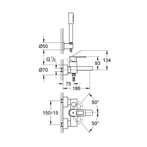 ΜΠΑΤΑΡΙΑ ΛΟΥΤΡΟΥ GROHE QUADRA 32639 
